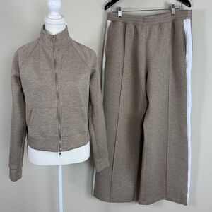 YPB NeoKnit by A&F Active Pants &‎ Jacket Set in Beige Heather Size Large